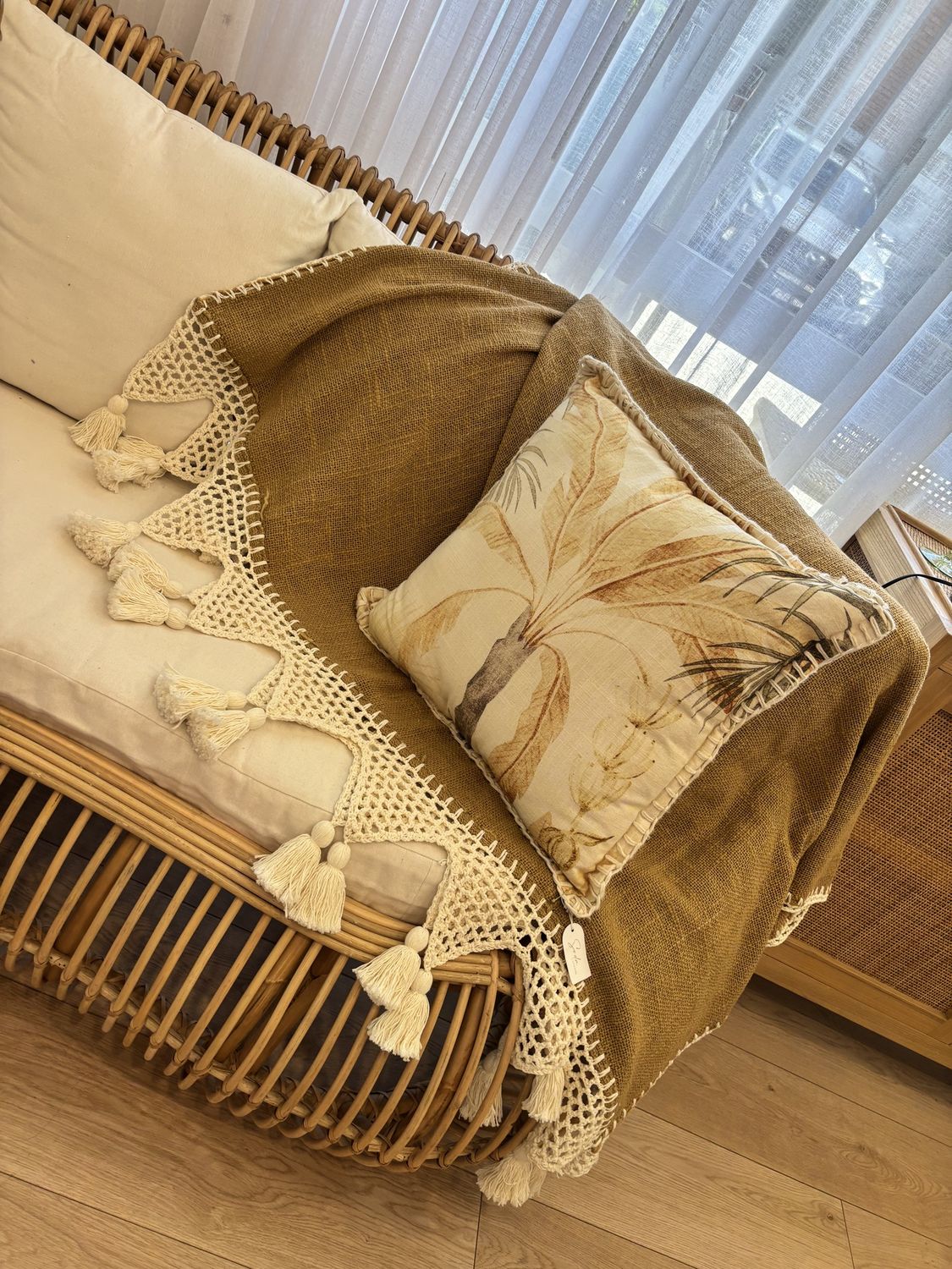 Mustard & Cream Handmade Throw