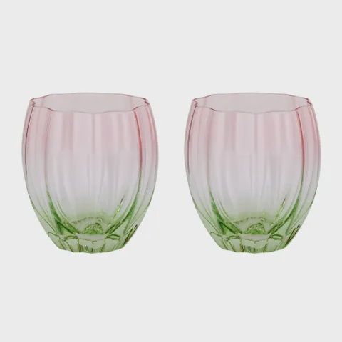 Lotti Tulip - Set of 2, Colour: Pink and Green, Style: Tumbler