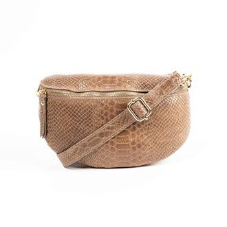 Cross Body Bum  Bags, Style: SNAKE Beige
