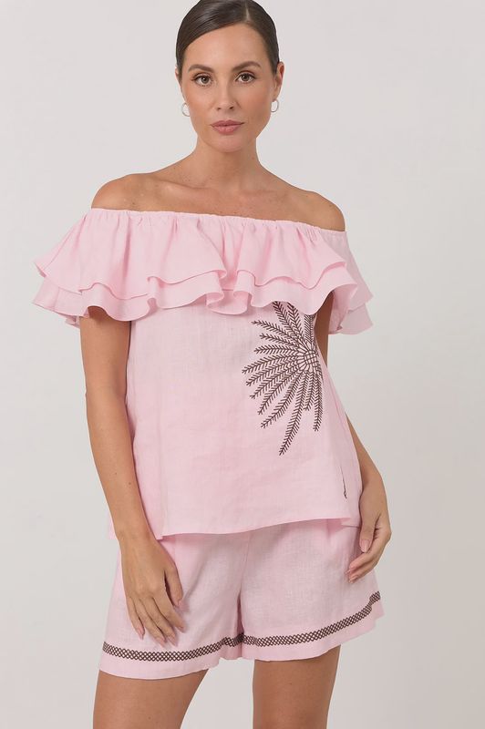 Serena Linen Frill Top