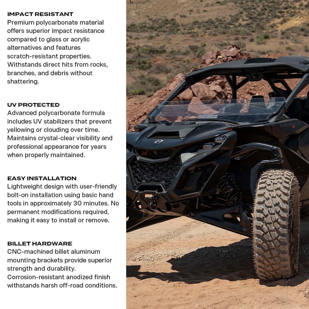 Can-Am Maverick R Polycarbonate Half Front Windshield