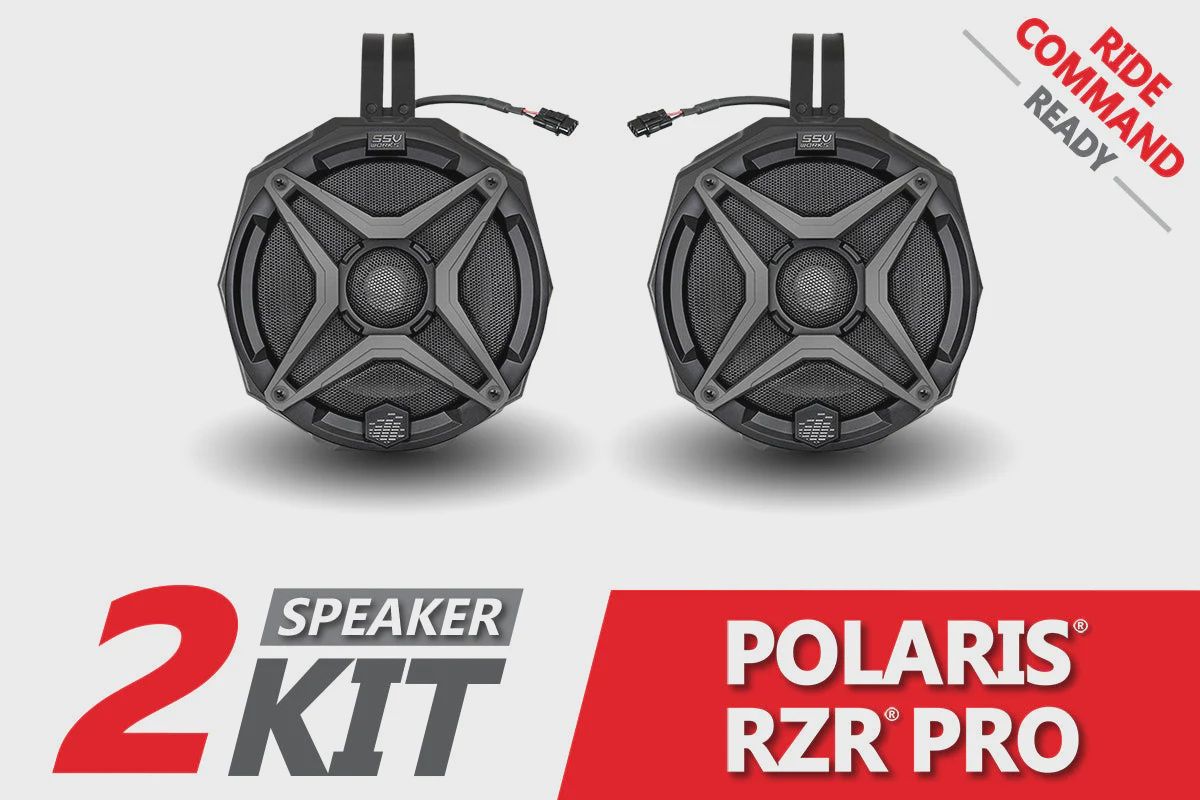 2020-2024 Polaris RZR Pro 6.5in Cage-Mount Plug-&amp;-Play Speaker-Pods for Ride Command