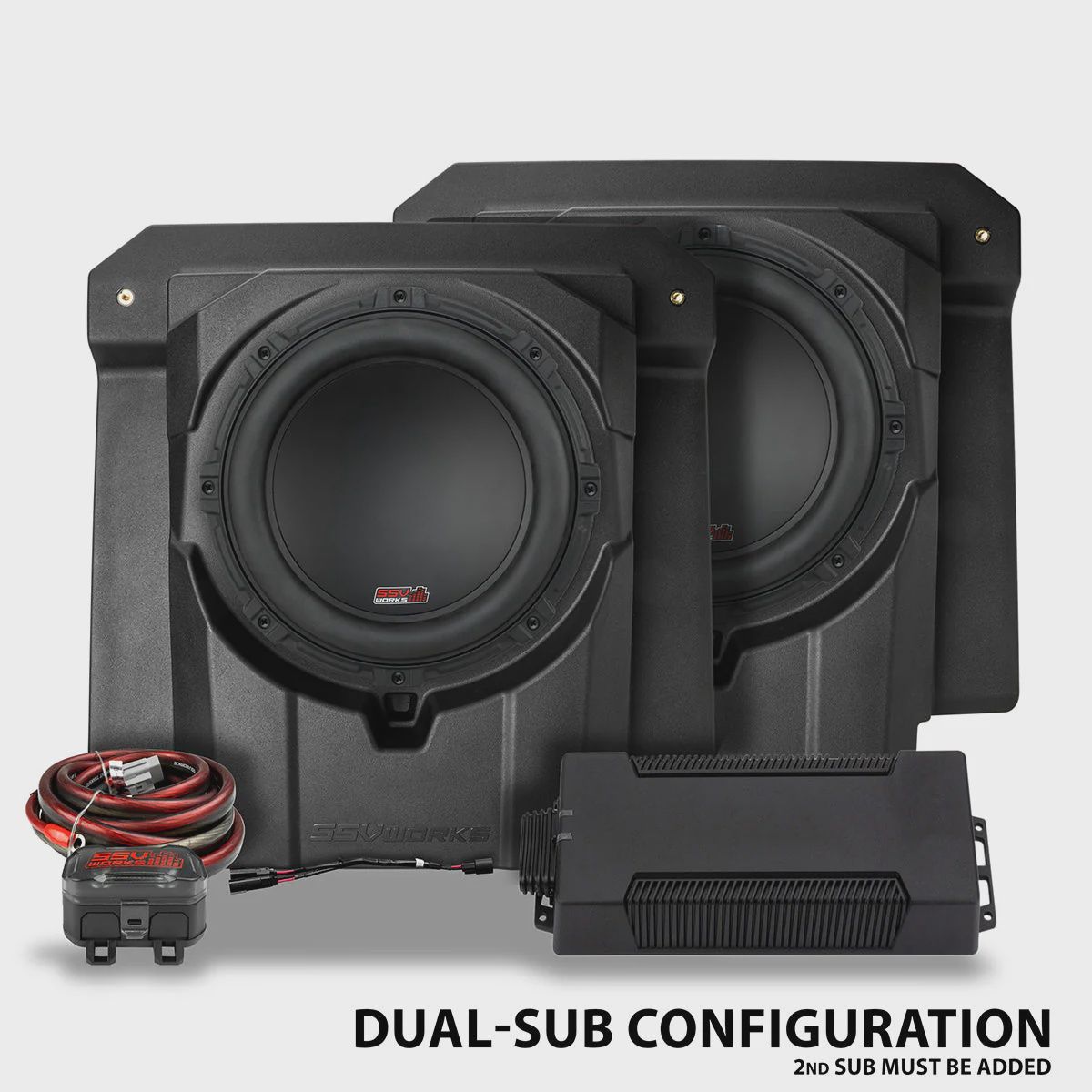 2024-2026 CanAm® Maverick R Front Under-Seat 850watt 10&quot; Subwoofer Add-On for Factory JL® System, Single or Dual Subwoofer Config.: Dual