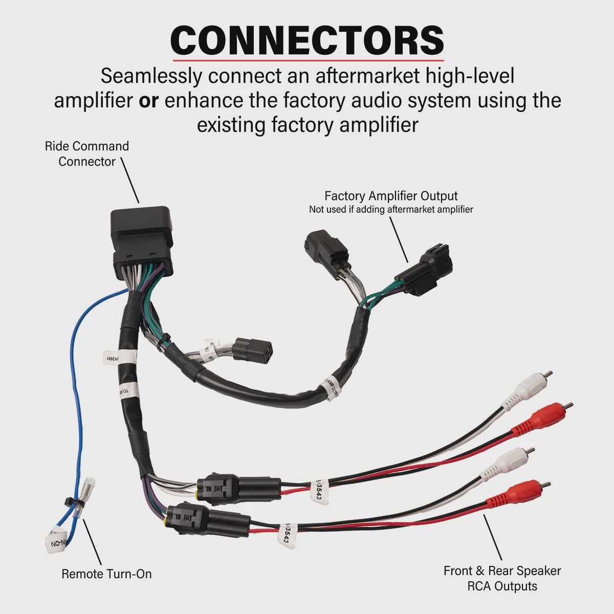 Polaris® RZR Pro Series Ride Command Front &amp; Rear Speaker RCA Output Harness