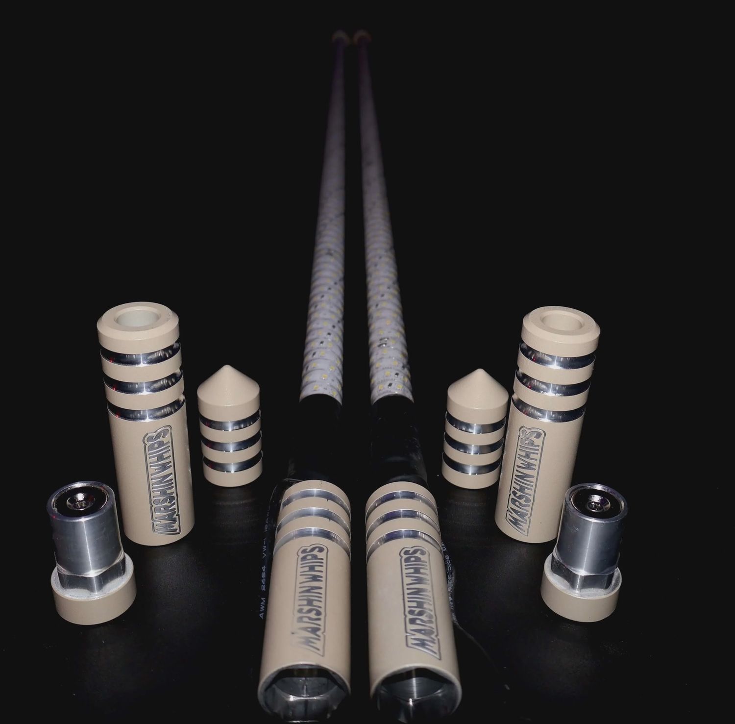 Game Changer LED Whip Set - Desert Tan, LED COLOR: AMBER, Size: 2 FT