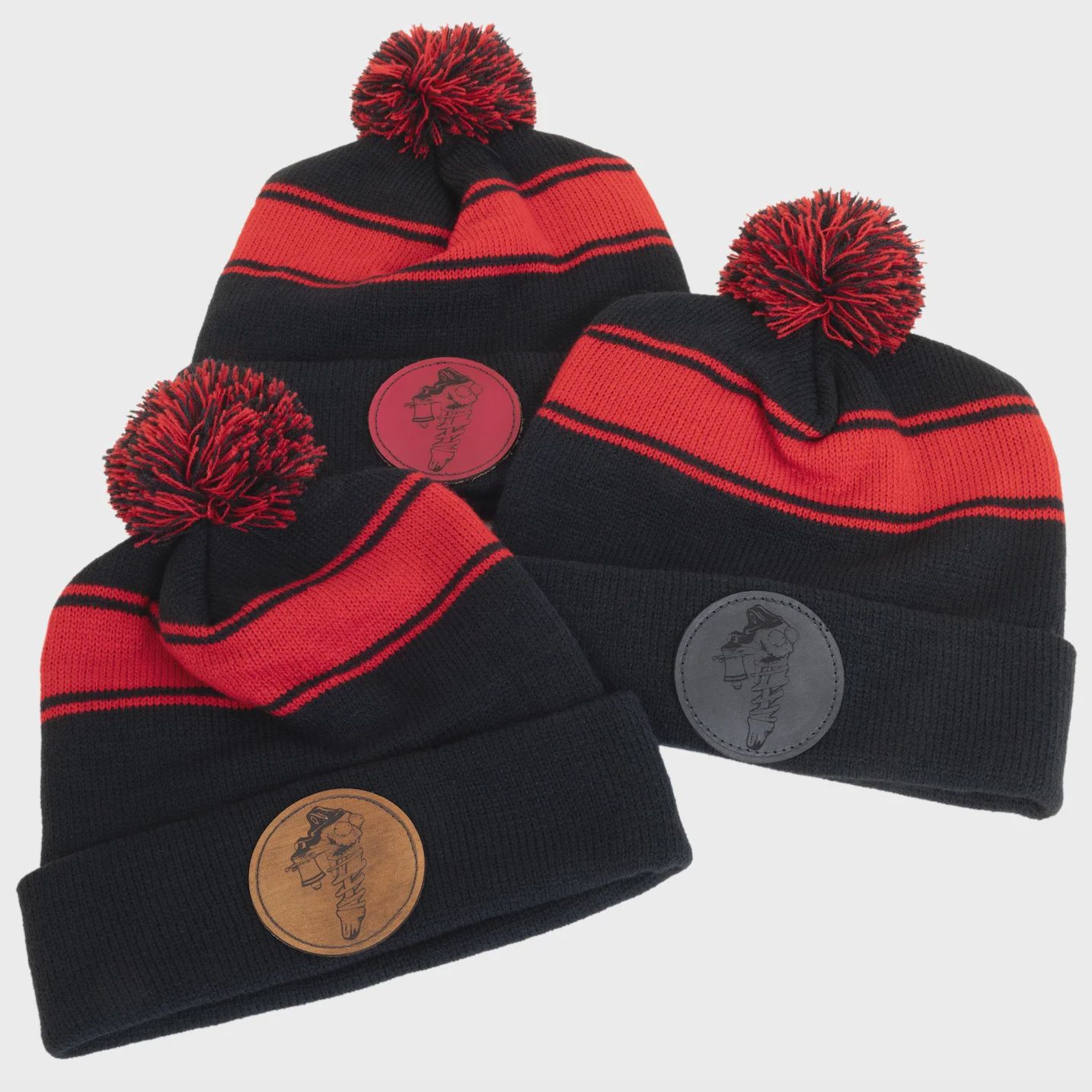 Pom Pom Beanie (Red &amp; Black)
