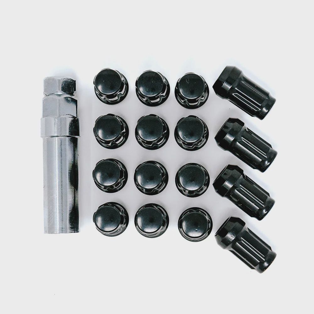 12x1.25 Lug Kit (4-Lug), Finish: Gloss Black, Type: Spline