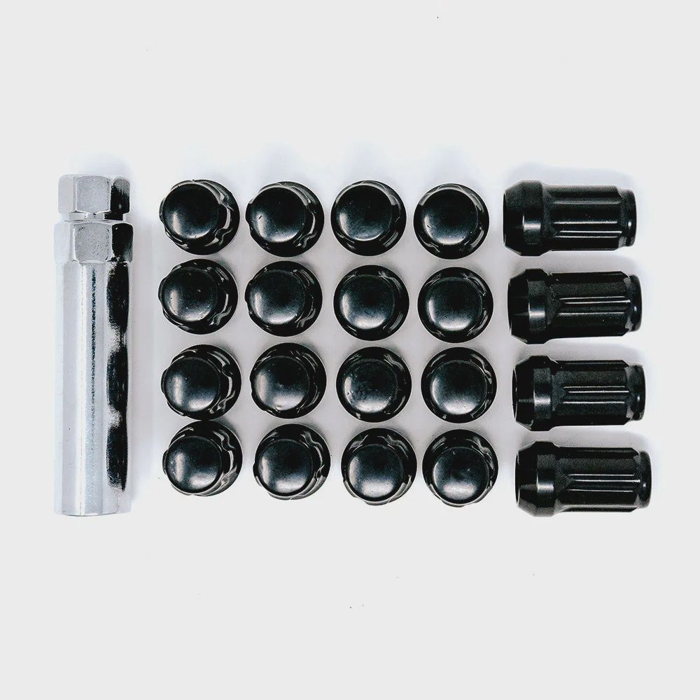 12x1.5 Lug Kit (5-Lug), Finish: Gloss Black, Type: Spline