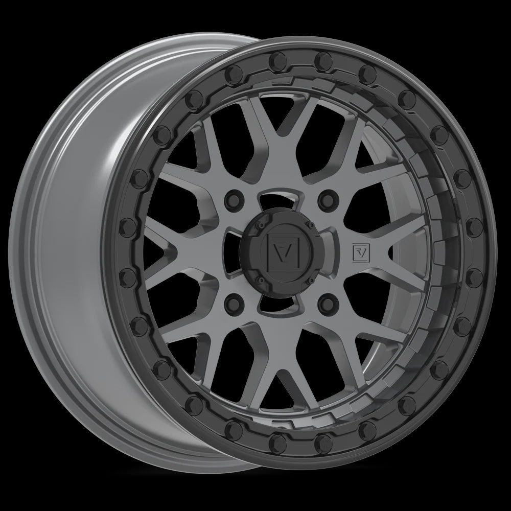V07 Satin Graphite UTV Beadlock, BOLT PATTERN: 4x137, Offset: '+25mm (5+2), Size: 15x7