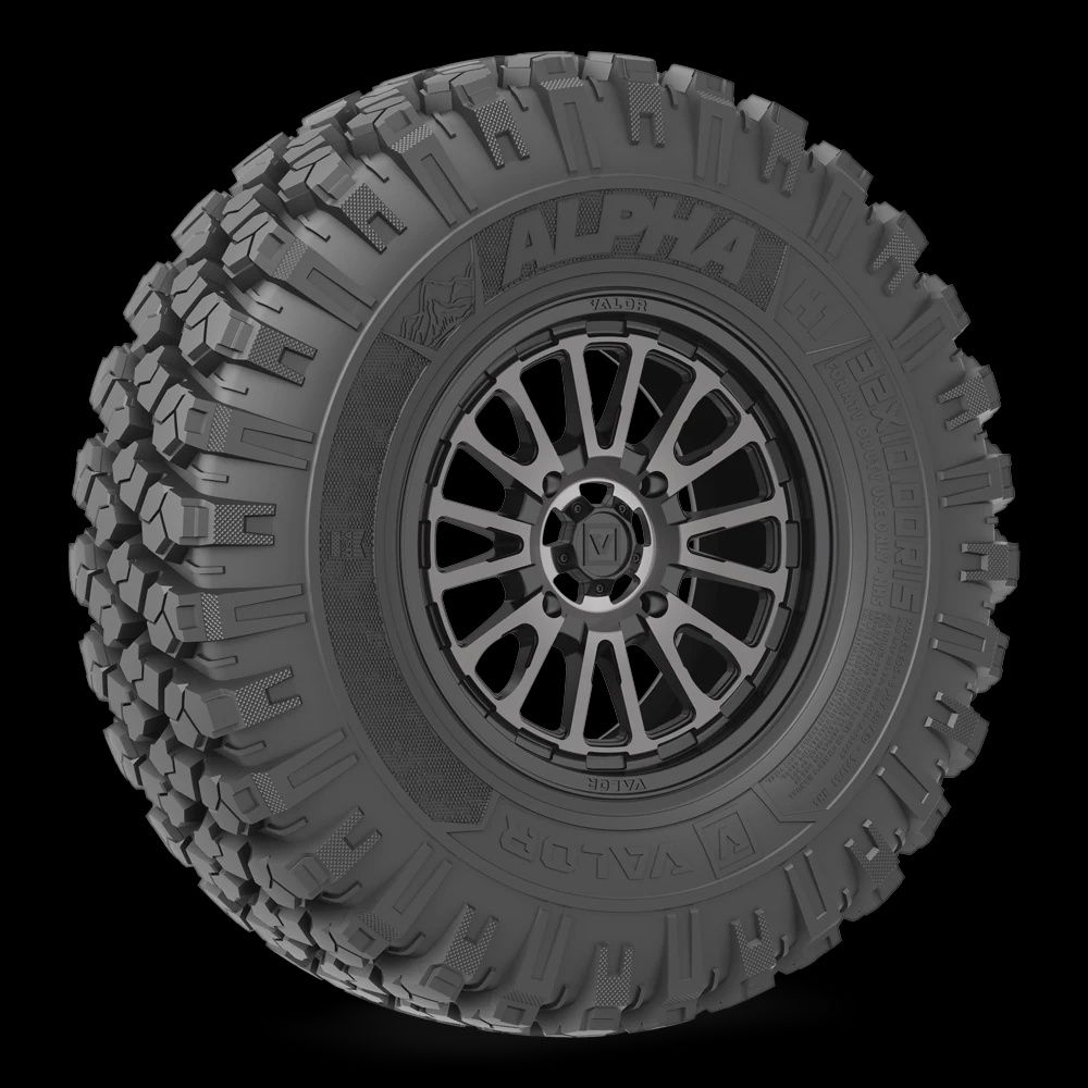 Alpha on 15x7 V14 DT, Alpha UTV Tire (Durometer Rating): 65 (H1), Alpha UTV Tire (Size): 32x10.00R15, V14 Dark Tint (Bolt Pattern): 4x137
