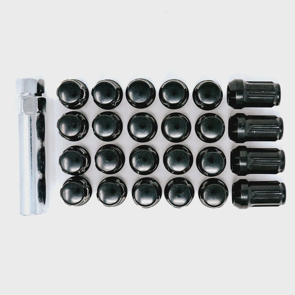 12x1.5 Lug Kit (6-Lug), Finish: Gloss Black, Type: Spline
