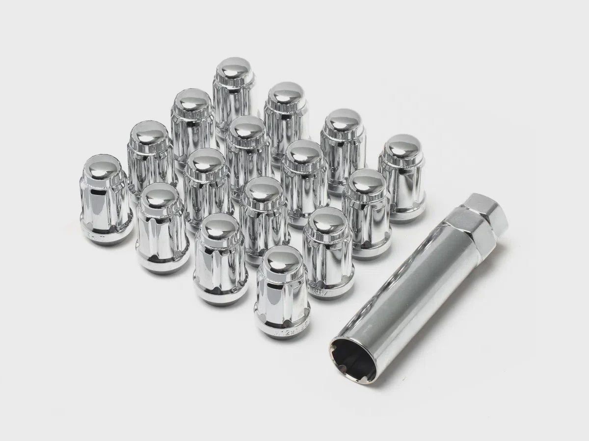 12x1.5 Chrome Lug Kit (4-Lug), Finish: Chrome, Type: Spline
