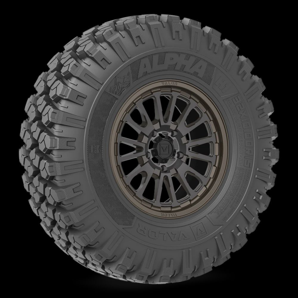 Alpha on 15x7 V14 RB, Alpha UTV Tire (Durometer Rating): 65 (H1), Alpha UTV Tire (Size): 32x10.00R15, V14 Root Beer (Bolt Pattern): 4x137