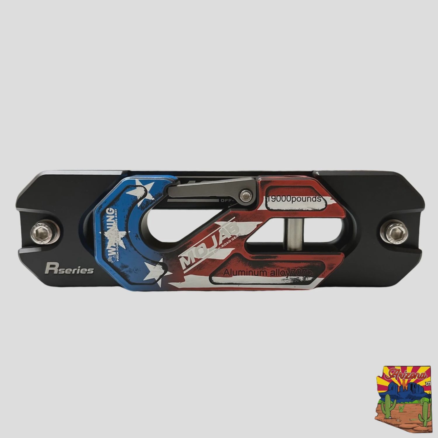 Aluminum Recessed Winch Shackle with Fairlead Kit, closed latch (LIFE TIME WARRANTY*), Color: American Flag