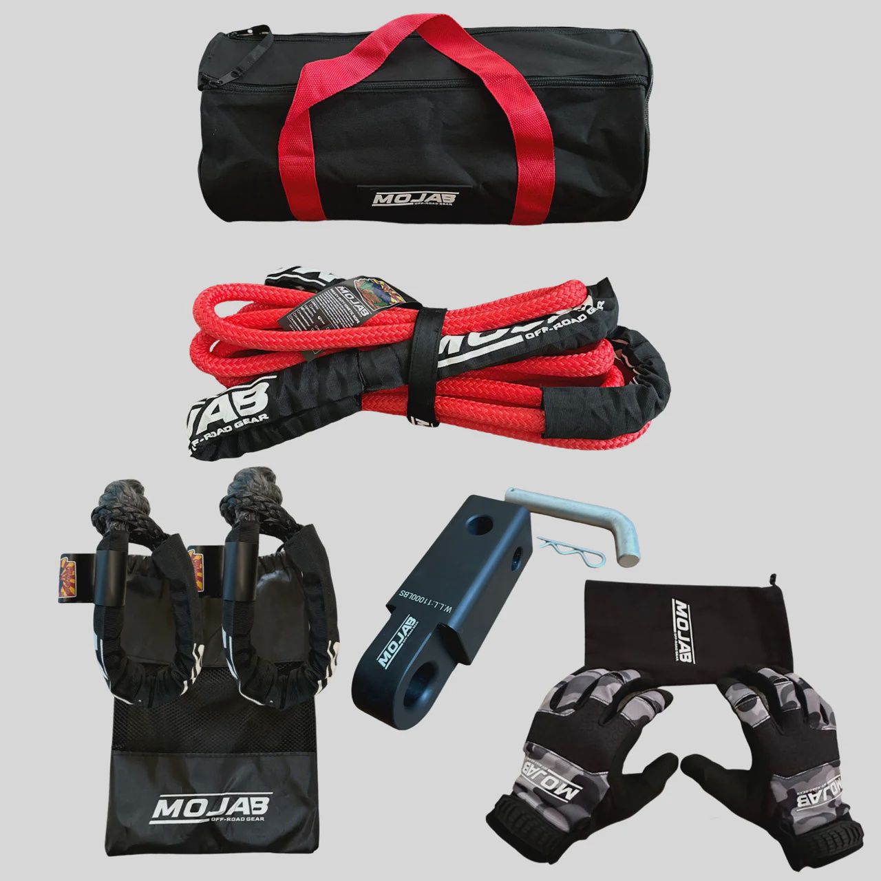 UTV/ATV Essential Recovery Kit ( 6 items + 2 storage bags+ 1 Velcro tape) *Lifetime Warranty