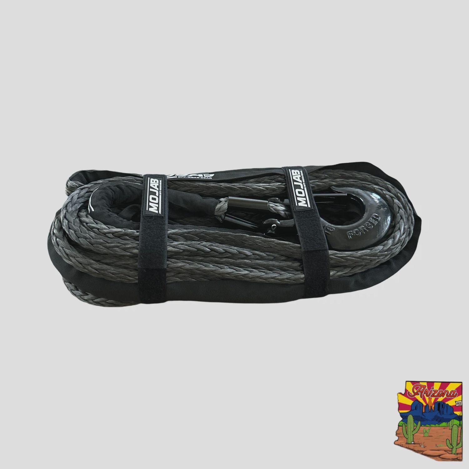 1/2'' x 78' Synthetic Winch Rope with Removable forged winch hook, Color: black