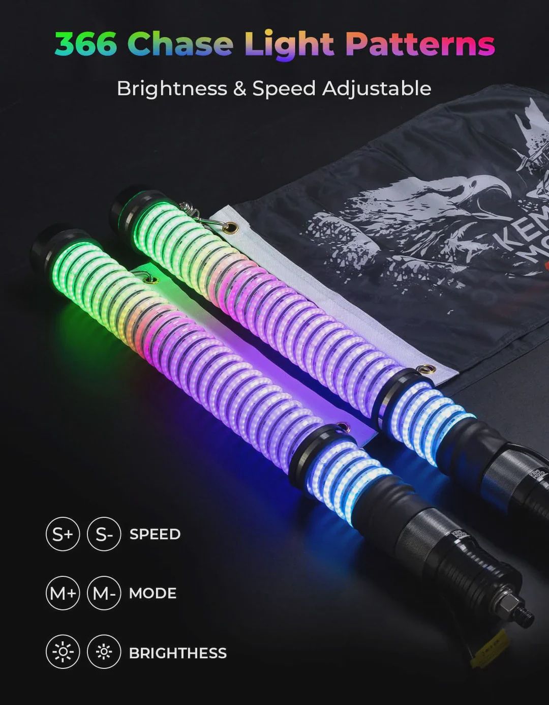 2FT COB Fat Whip Lights PAIR