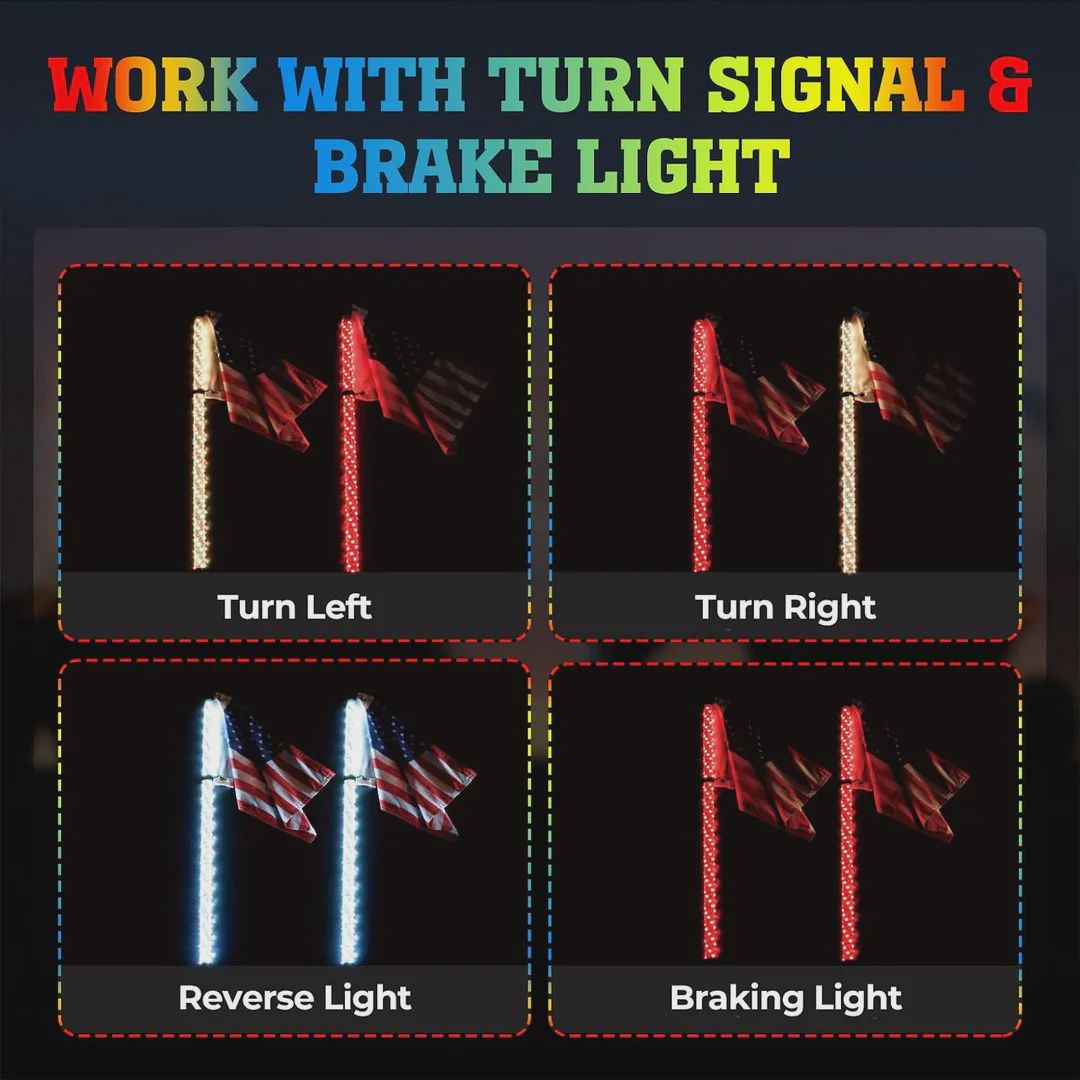 2FT 2PCS Spiral LED Whip Lights