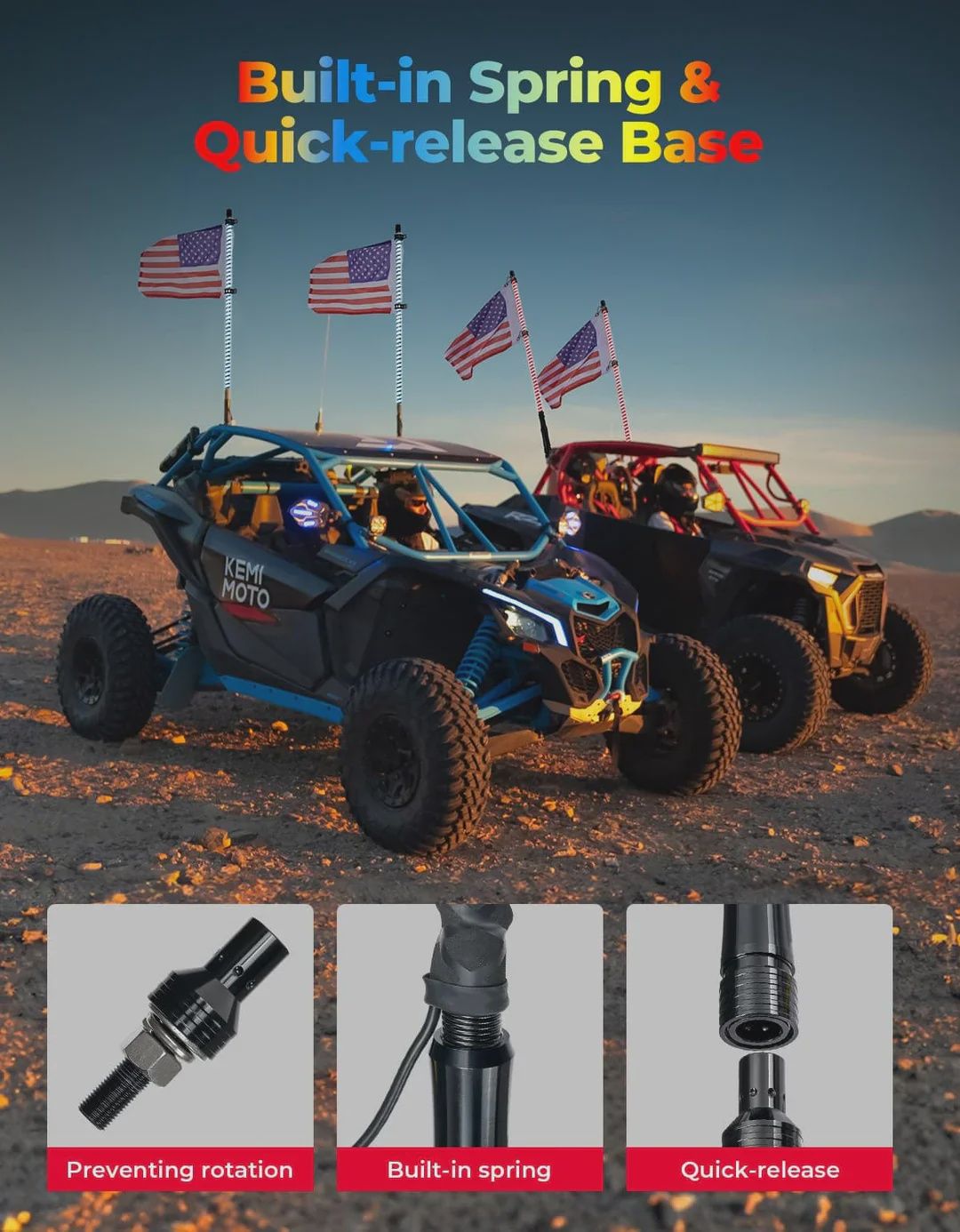 3FT COB Whip Lights PAIR