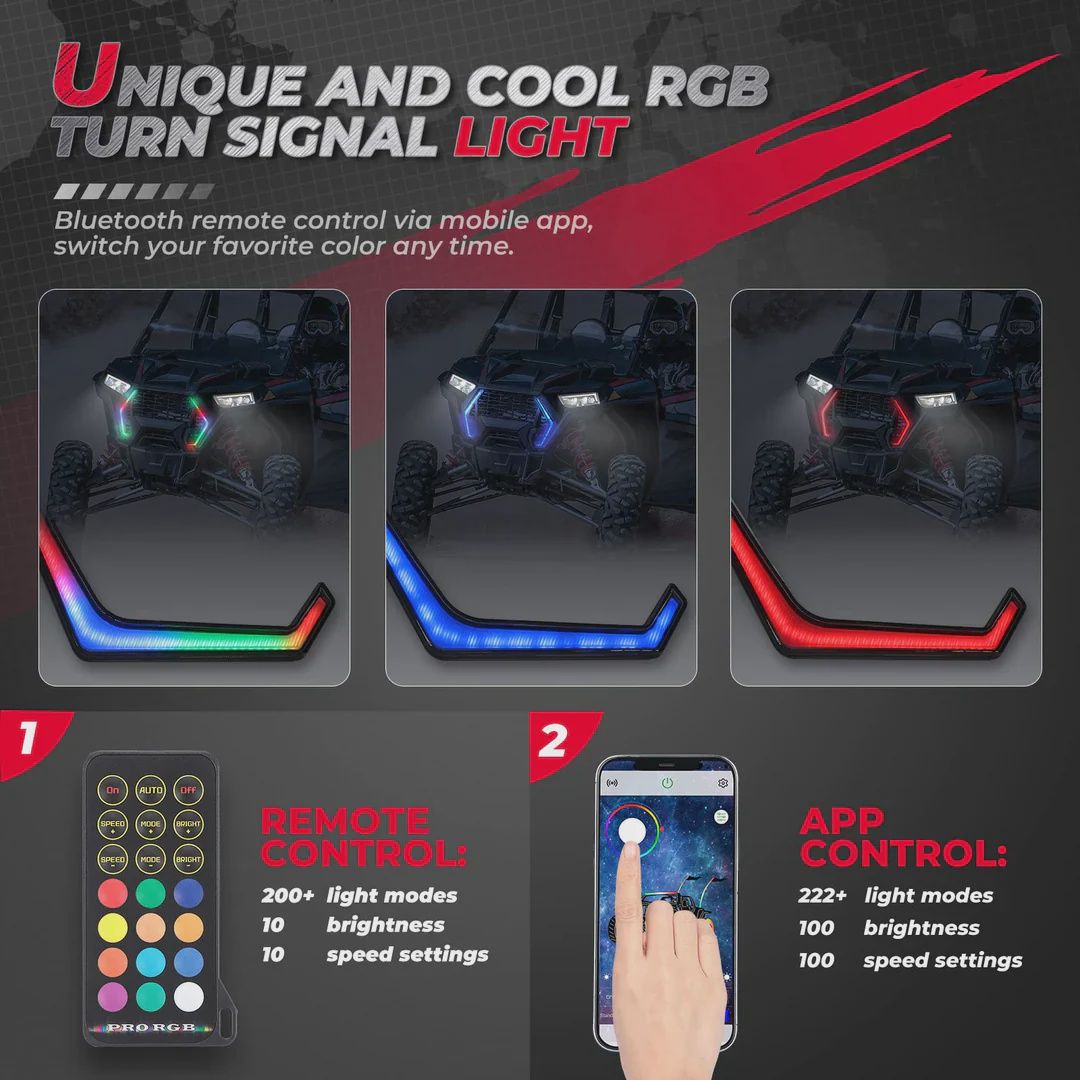 RGB Turn Signal Lights Fit Polaris RZR XP 1000 Turbo (2019-2023)