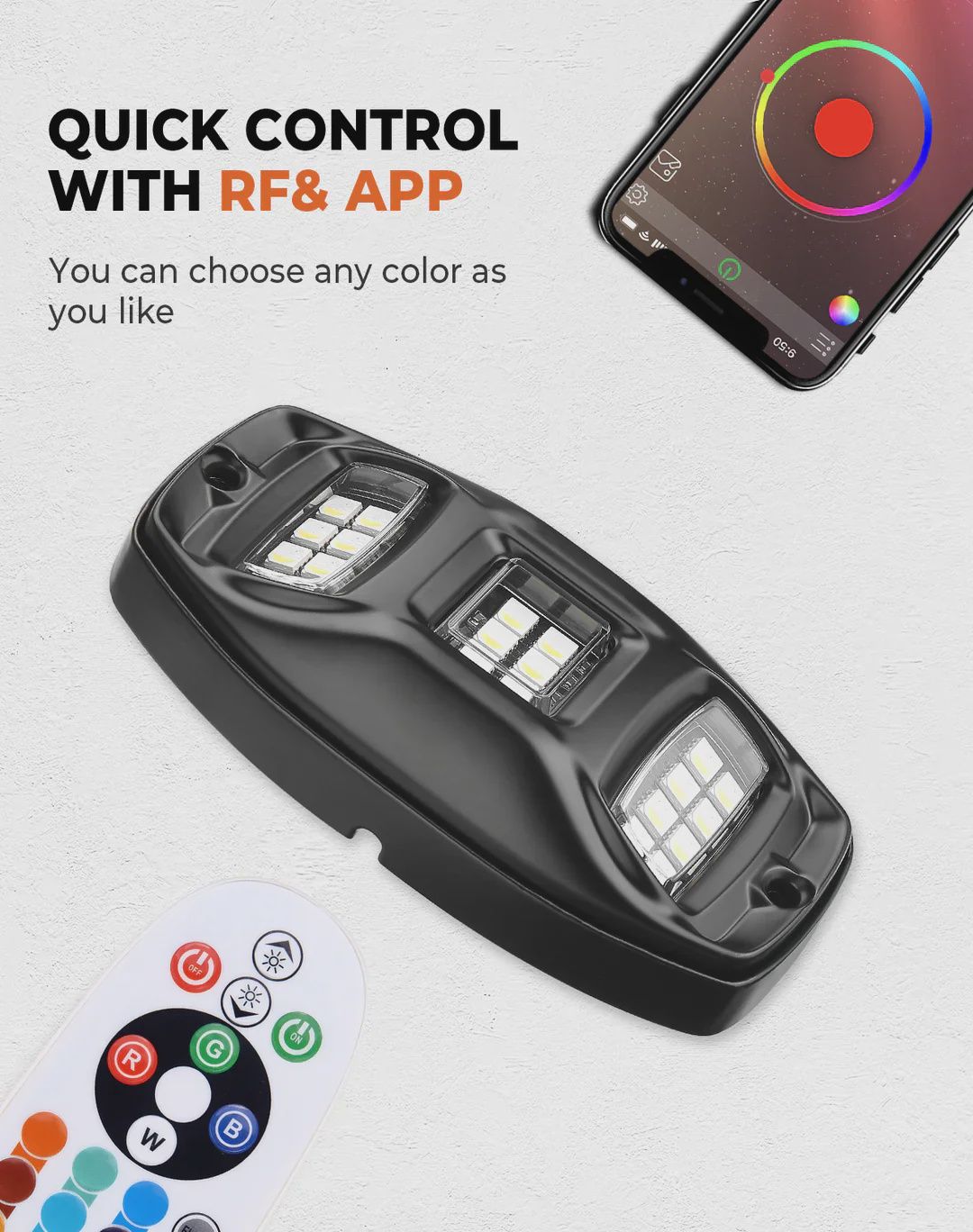 Universal 8 Pods RGB Rock Light Kit For UTV ATV Jeep Truck SUV Car