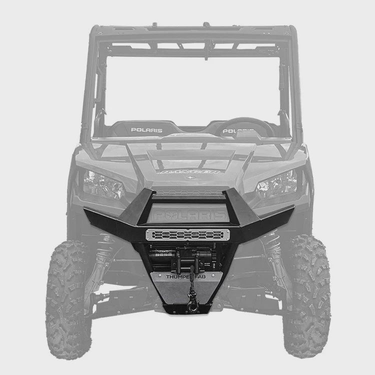 Ranger 500 / 570 Mid-Size Front Winch Bumper 2 -piece w/ Lights Black Thumper Fab