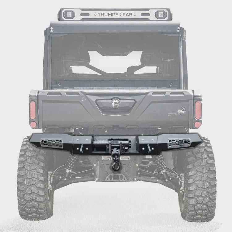 Can-Am Defender Rear ELITE Winch Bumper w/ Lights Black Thumper Fab