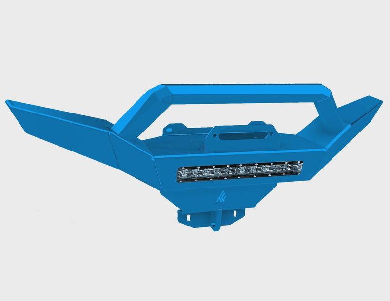 Defender Front Winch Bumper w/ Lights Raw Thumper Fab