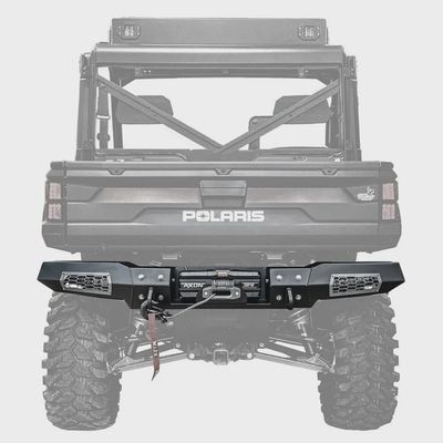 Polaris Ranger Rear Winch Bumper Elite Edition w/ Lights Black With Jewel Gray Accent Panels Thumper Fab