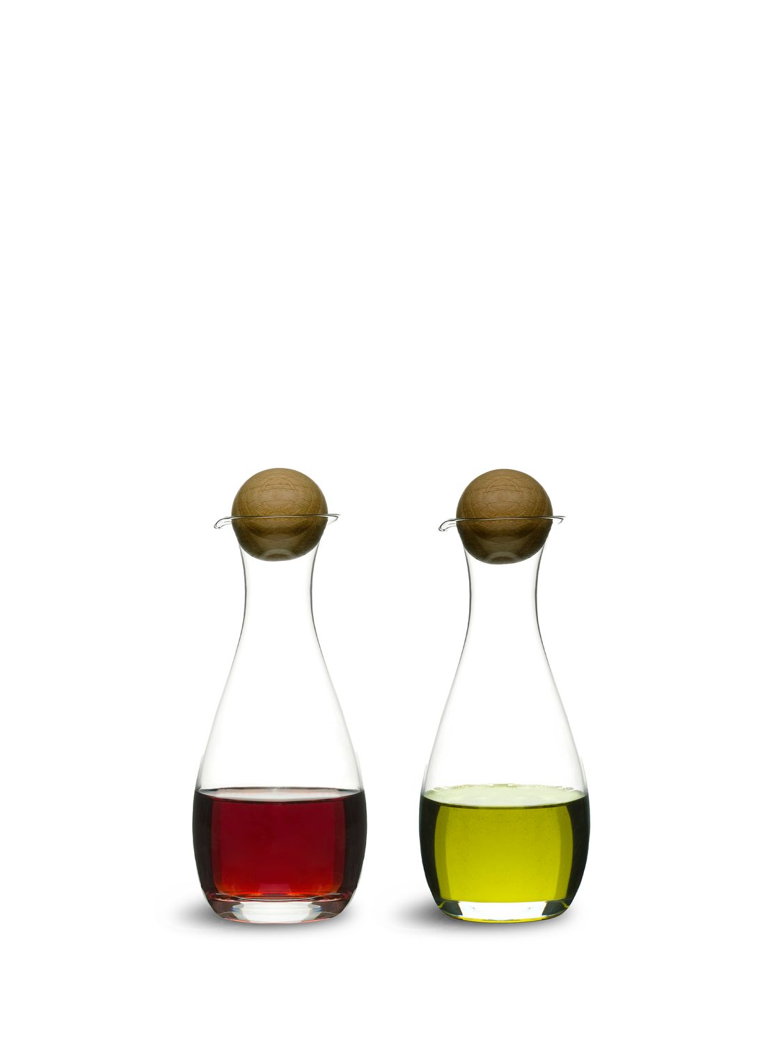 Nature oil/vinegar bottles with oak stoppers, 2-pcs