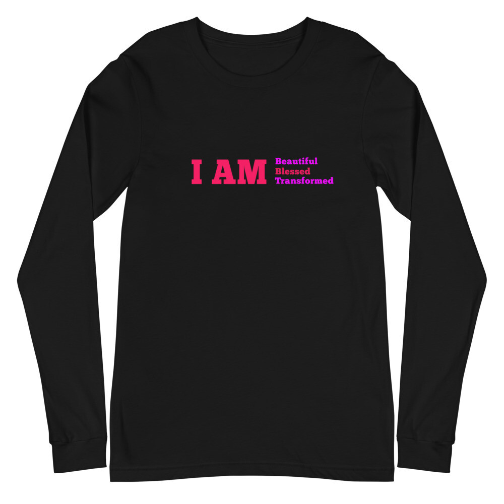 I AM Unisex Long Sleeve Tee, Color: Black, Size: S