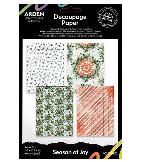 Arden Creative Studio - Papier découpage 6" X 8" collection «Season of Joy» 12 feuilles