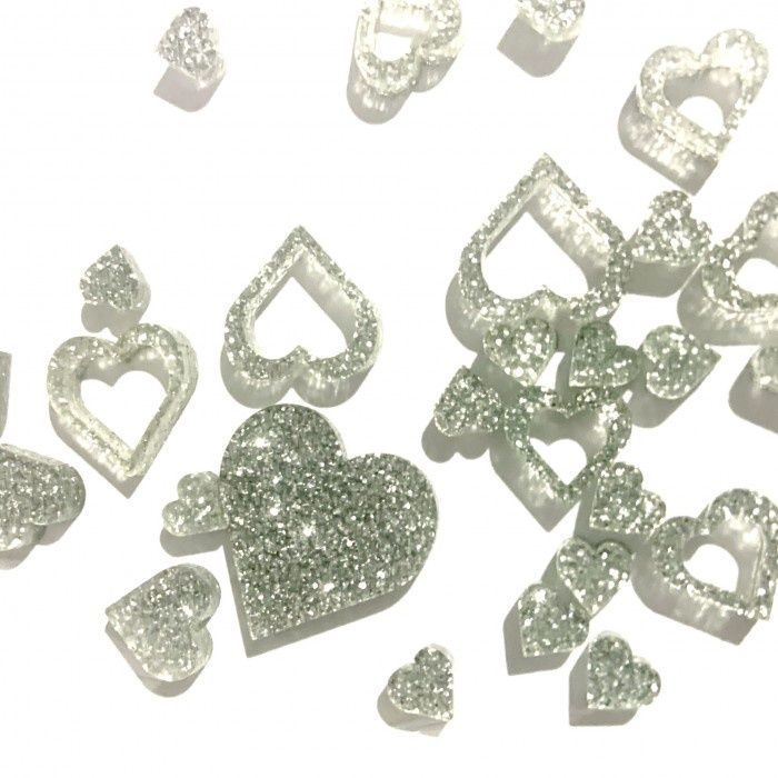 Art-Is-Anne créative - Acrylique «Mini coeur argent paillette»