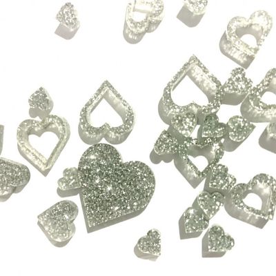 Art-Is-Anne créative - Acrylique «Mini coeur argent paillette»