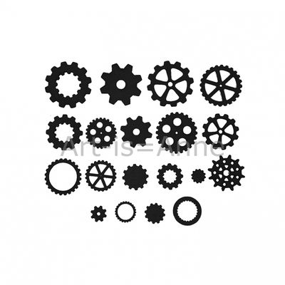 Art-Is-Anne créative - Chipboard «Multi engrenage 2» NOIR