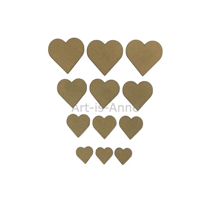 Art-Is-Anne créative - Chipboard «Multi coeur-2» 12 pièces