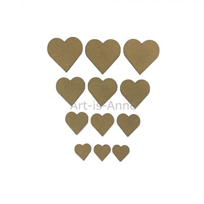 Art-Is-Anne créative - Chipboard «Multi coeur-2» 12 pièces
