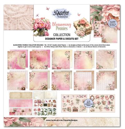 3 Quarter Designs - Papier collection «Blossoming Peonies» 12" X 12" 10 feuilles