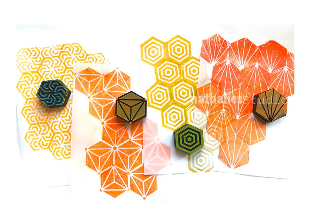 ArtFoamies - Étampe en mousse «Mini Hex» 4 pièces