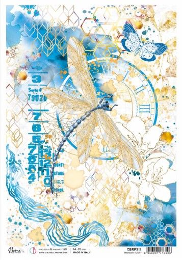 LIQUIDATION!!! Ciao Bella - Papier de riz «Midnight Flight» 8.5" X 11" (le prix indiqué est déjà réduit de 40%)