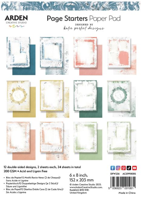 Arden Creative Studio - Papier 6" X 8" collection «Page Starters» 24 feuilles