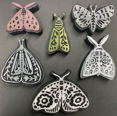 ArtFoamies - Étampe en mousse «Mod Moths» 6 pièces