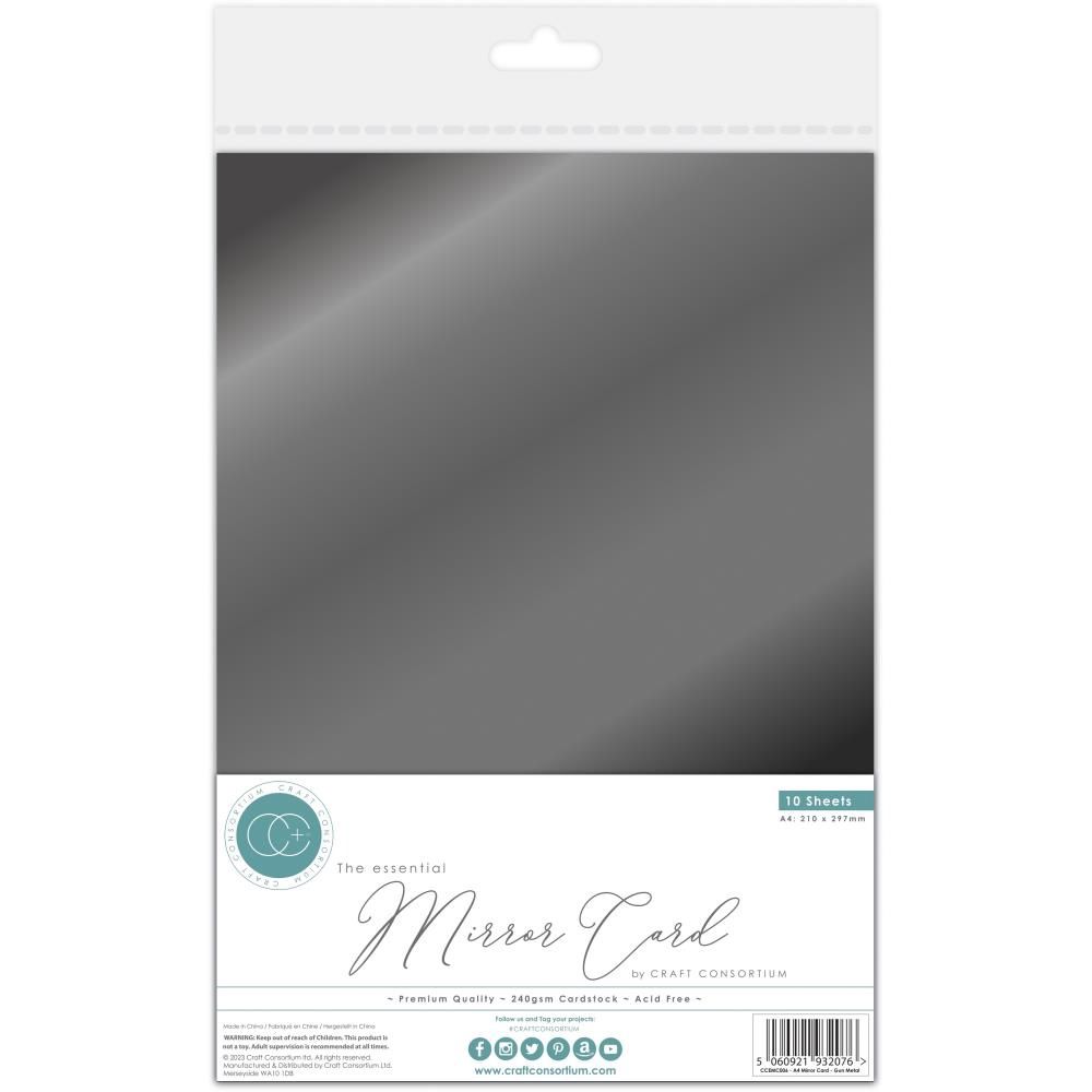 Craft Consortium - Papiers métalliques A4 «Mirror Card/Gun Metal» 10 feuilles