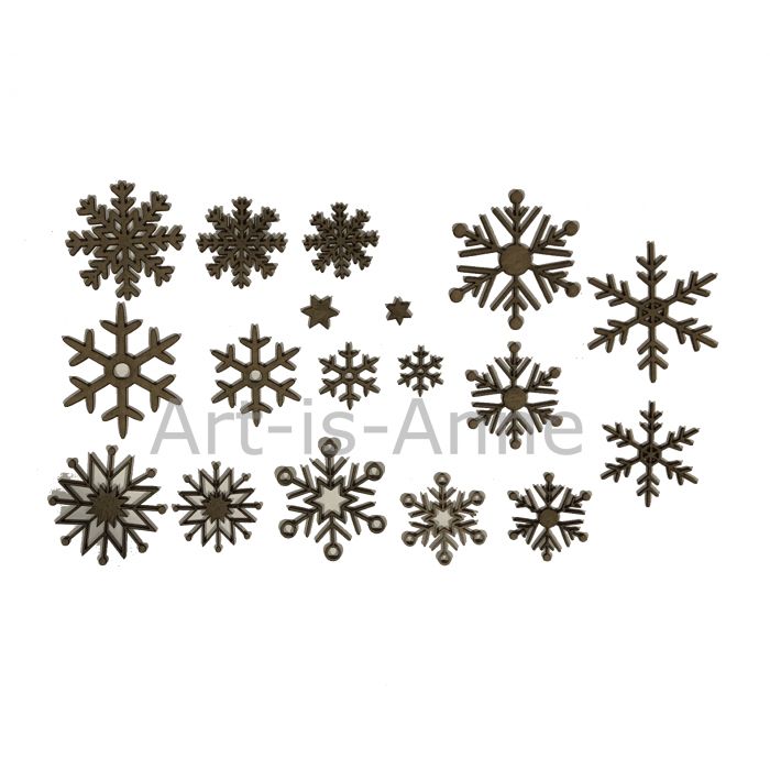 Art-Is-Anne créative - Chipboard «Multi flocons» 18 pièces