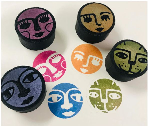 ArtFoamies - Étampe en mousse «Four Faces» 4 pièces