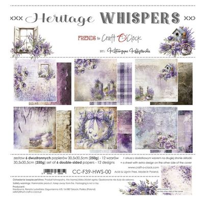 Craft O Clock - Papier 12" X 12" collection «Heritage Whisper» 6 pages recto-verso