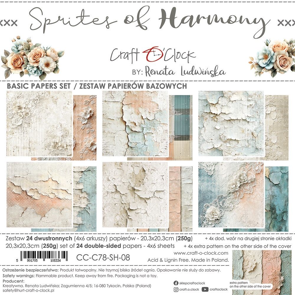 Craft O Clock - Papier 8"X8" Basics «Sprites of Harmony» 24 pages recto-verso