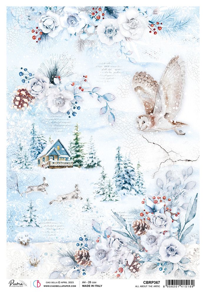 LIQUIDATION!!! Ciao Bella - Papier de riz «All About The Artic» 8.5" X 11" (le prix indiqué est déjà réduit de 40%)