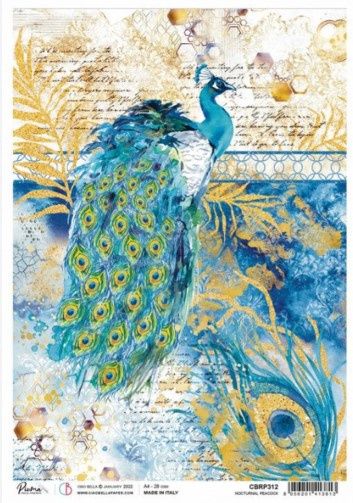 Ciao Bella - Papier de riz «Nocturnal Peacock» 8.5" X 11"