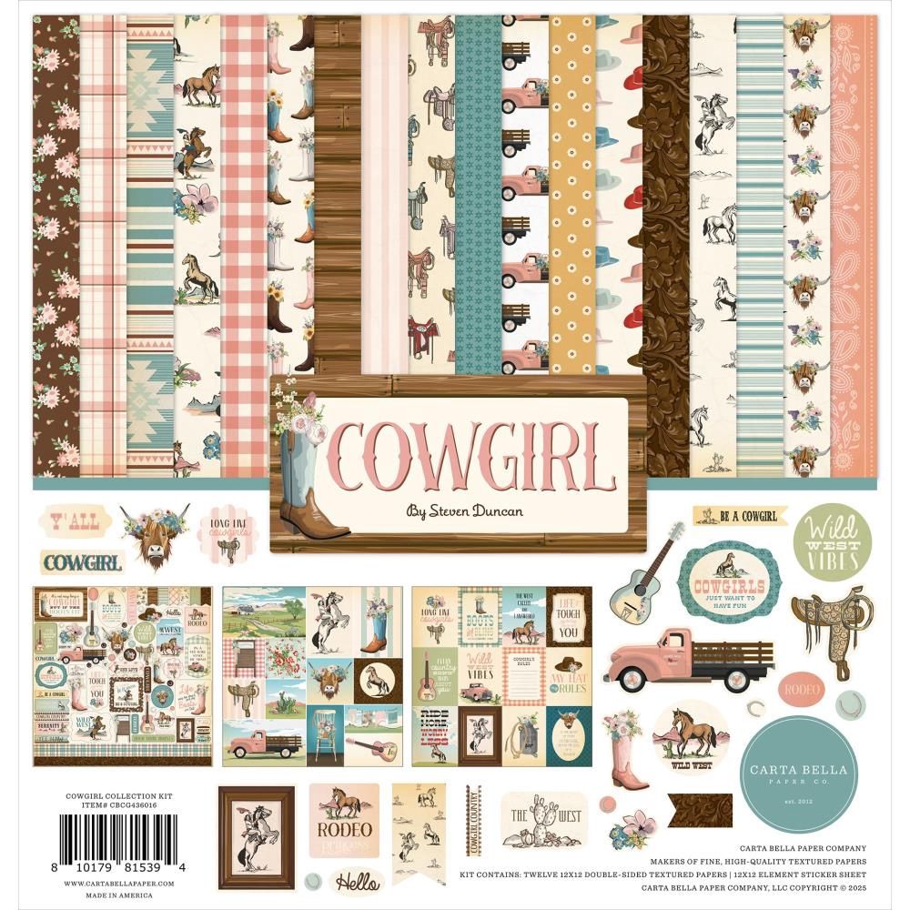 Carta Bella - Papier 12" X 12" «Cowgirl» 12 feuilles
